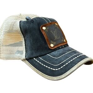 Luxury Vintage Trucker Hat • Rare Find • Handmade Leather Patch